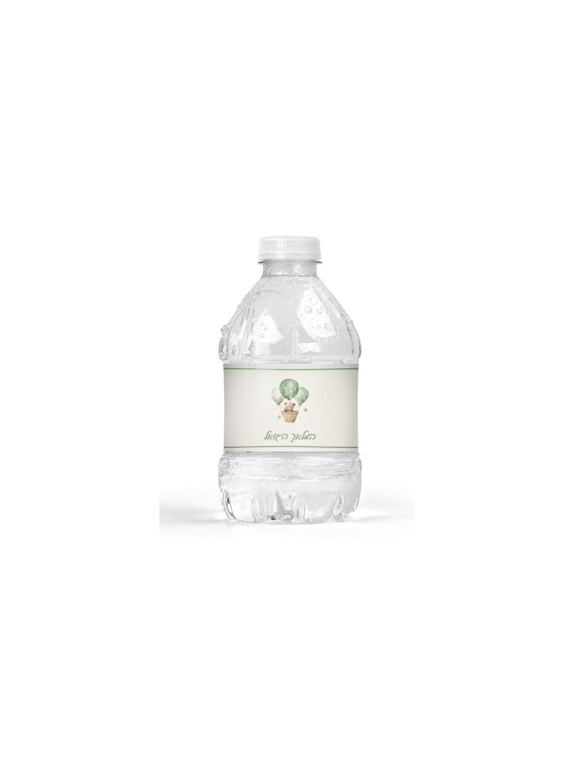 Baby Personalized 8 oz. Water Bottle Bear with Balloons Green