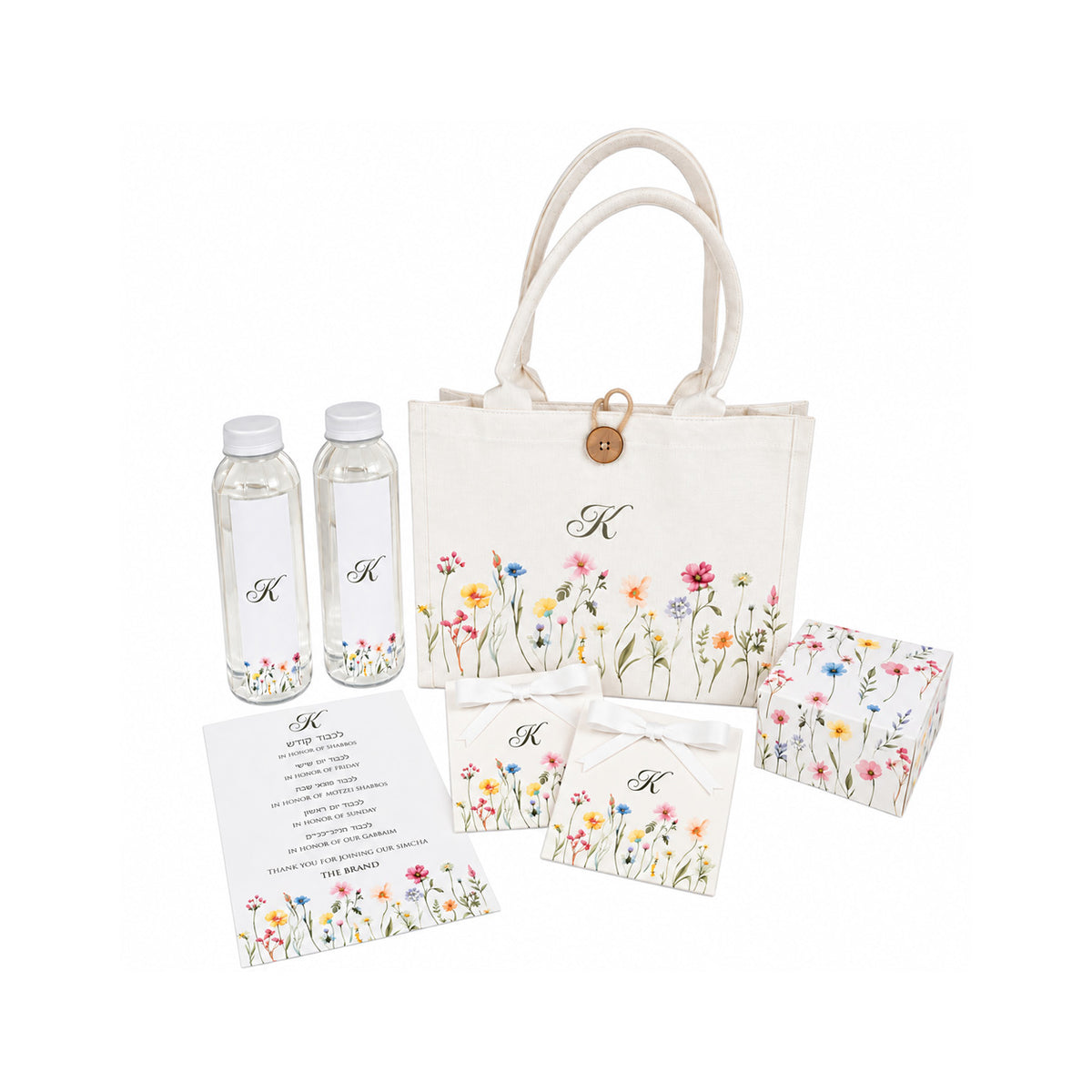 Wildflower Design White Tote Welcome Bag