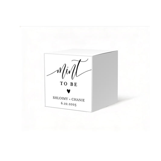 Mint to Be Favor Box, 2 x 2 inches, Colors Available. Optional matching ribbon.