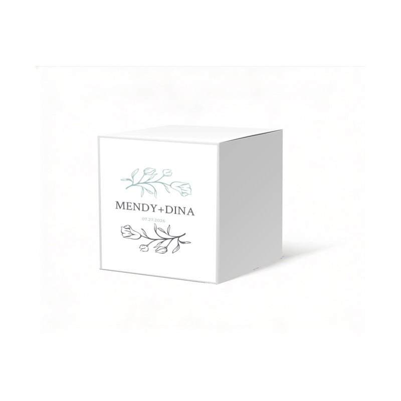 Double Flower Design Favor Box, 2 x 2 inches, Optional matching ribbon.