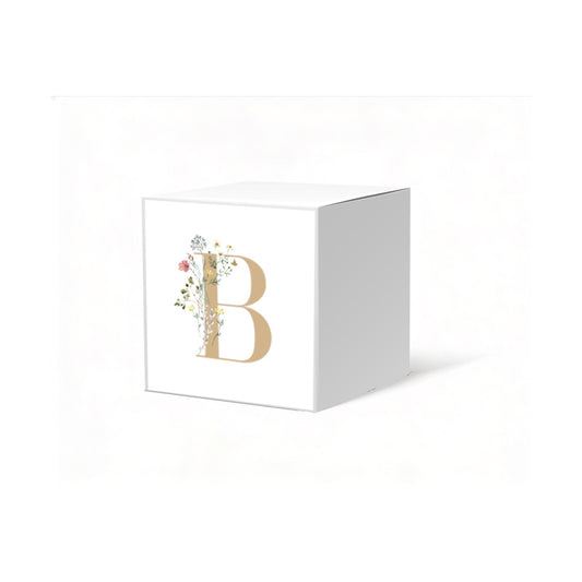Floral Monogram Design Favor Box, 2 x 2 inches, Optional matching ribbon.