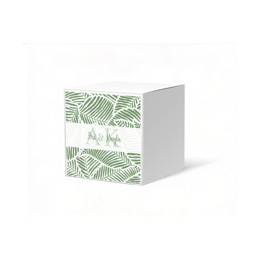 Geometric Design Favor Box, 2 x 2 inches, Colors Available, Optional matching ribbon.