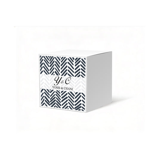 Herringbone Design Favor Box, 2 x 2 inches, Colors Available, Optional matching ribbon.