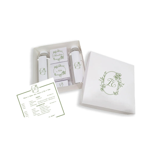 Floral Monogram Welcome Box, Available in the color of your choice.