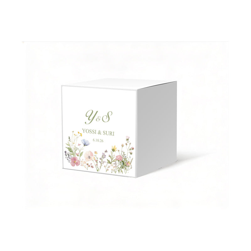 Pastel Floral Favor Box, 2 x 2 inches, Optional matching ribbon.