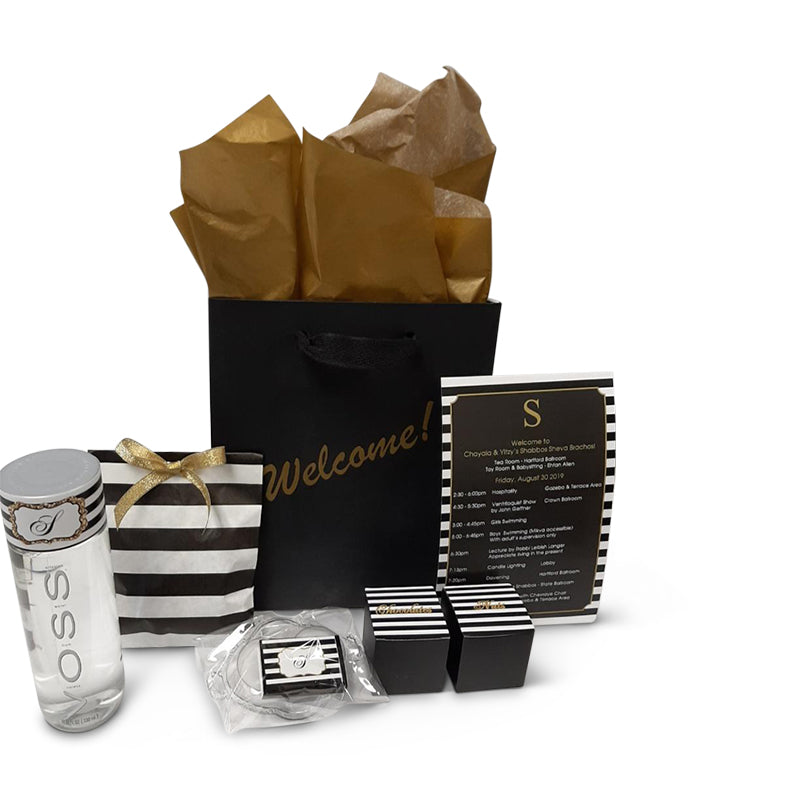 Classic Black and White Striped Welcome Bag