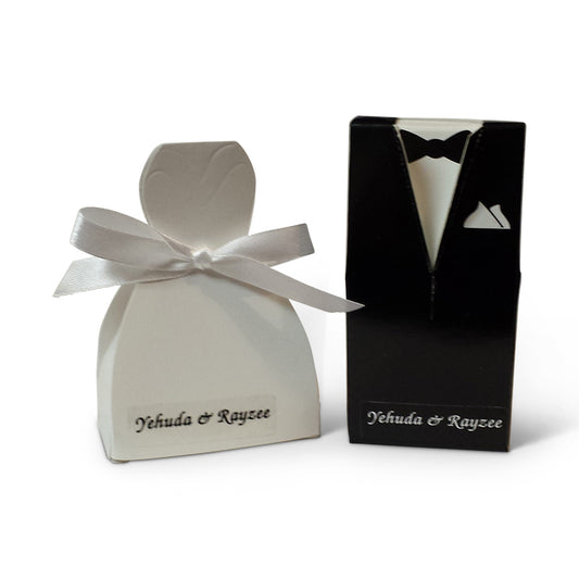 Bride & Groom Favor Boxes with optional personalized label