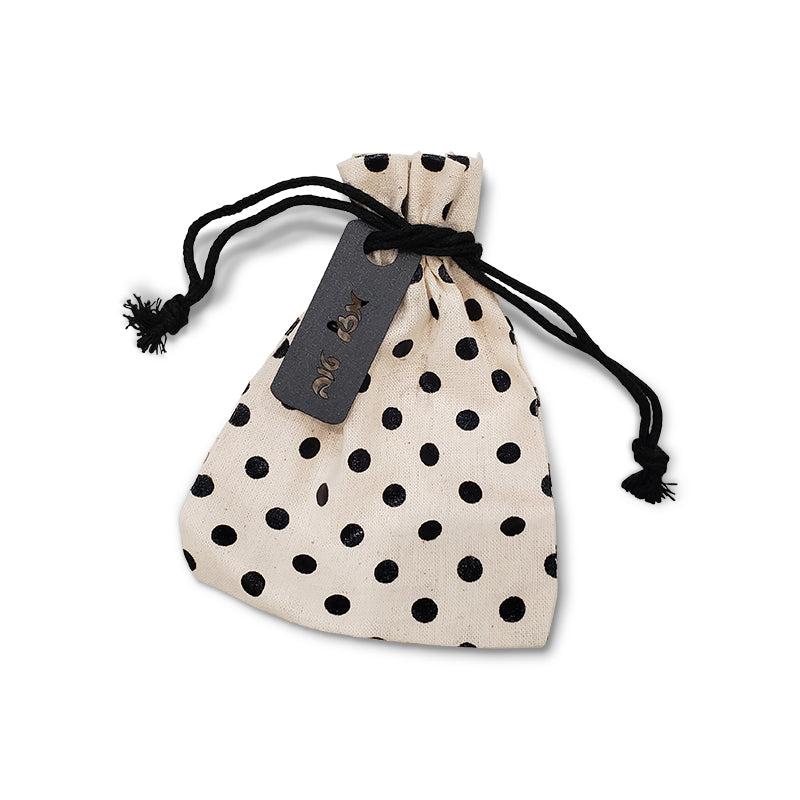 Cotton Bag with Black Dots 3.5 x 5 & Optional Personalized Tag