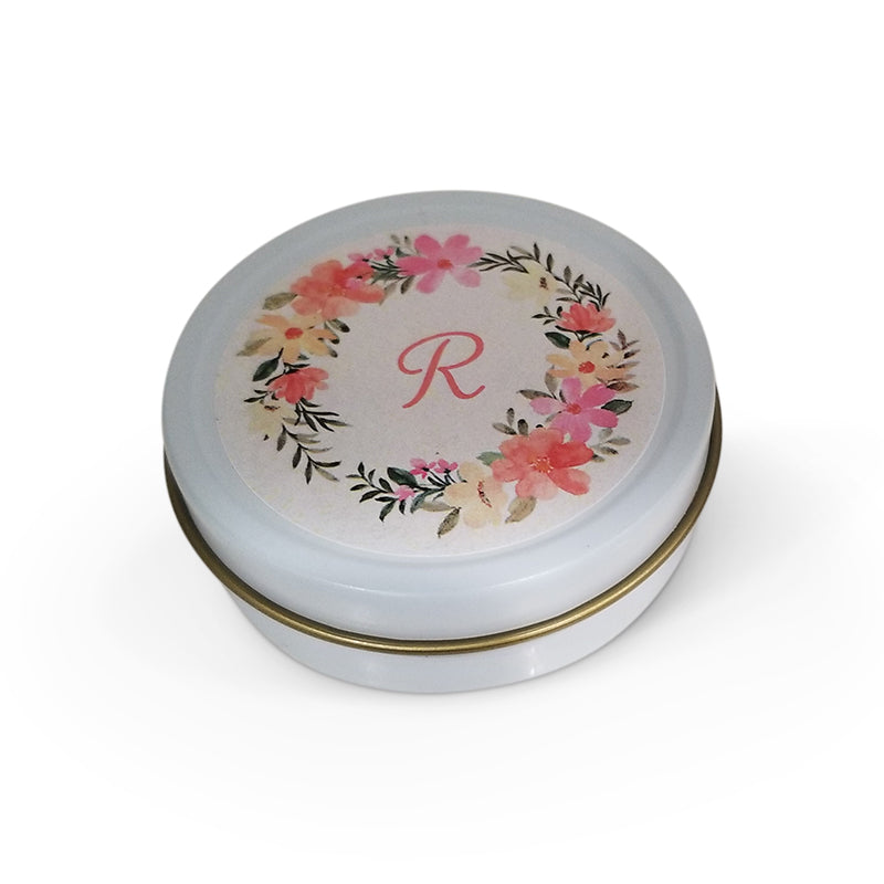 Round Mint Container Paper White Round Mint Tin with wreath design (Contents not included) – It's ...