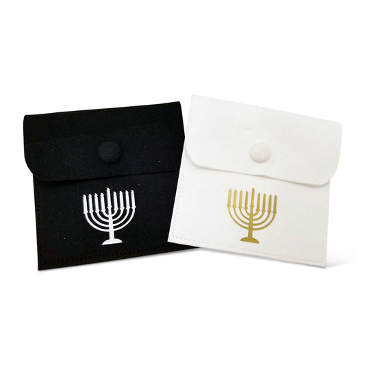 Suede Snap Mini Pouches with Menorah or Design