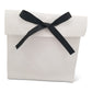 Black Suede Personalized Ribbon Pouch, Available in Beige, White, Camel, Black & White & Black