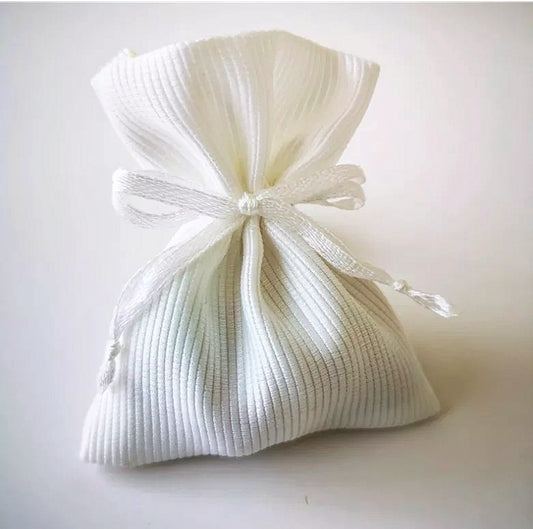 White Ribbed Bag 2.75 x 3.5, perfect for garlic & sugar