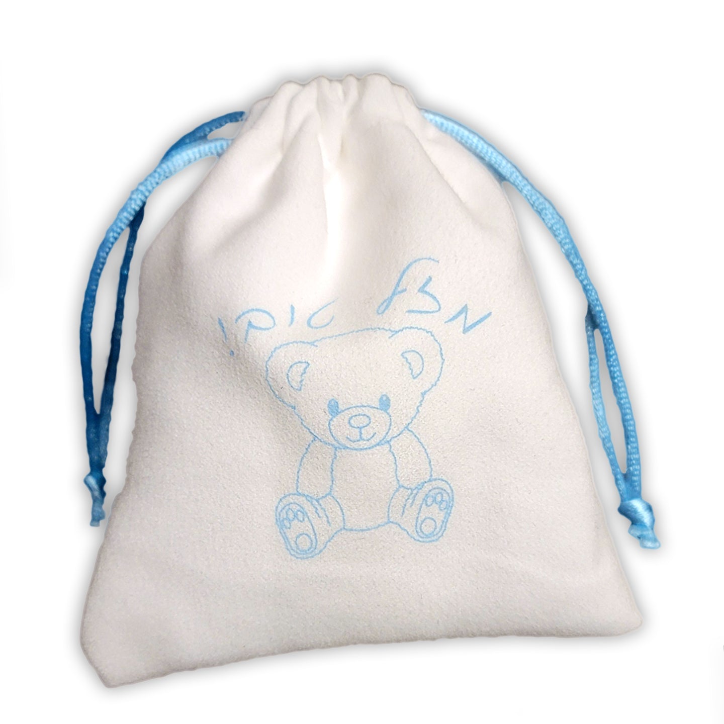 Teddy Bear White Velvet Vachnacht Peckel Bag 4x5