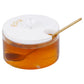 Lucite Honey Dish with Embroidered Leatherette Cover