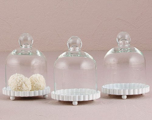 Miniature Glass Bell Jar With White Fluted Base
