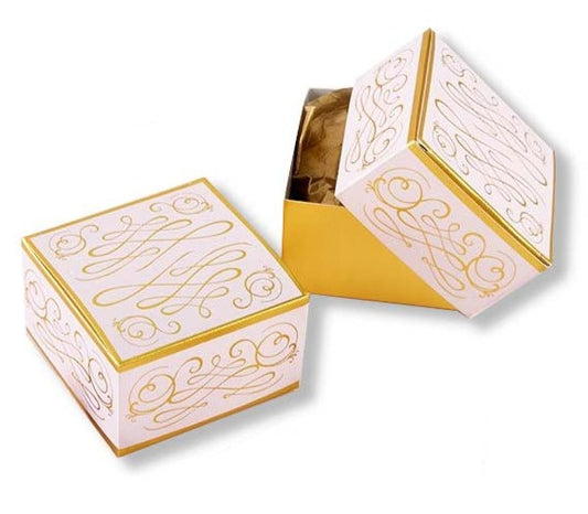 Pink & Gold Swirl Square Favor Box