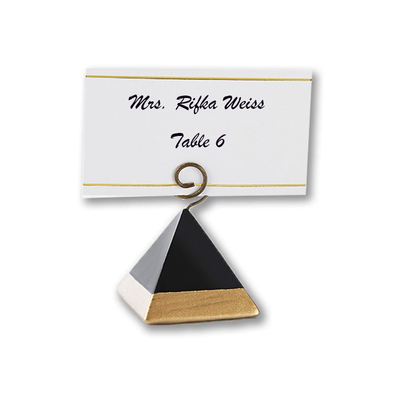 GOLD DIPPED PYRAMID PLACE CARD HOLDER (SET OF 6) (Custom placecards available upon request.)