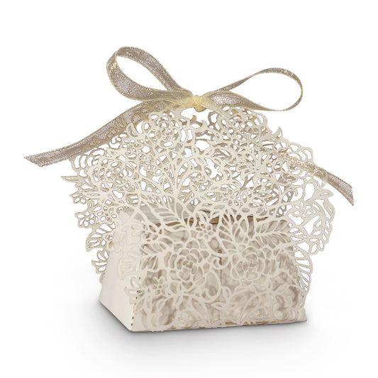 Rose Vine Favor Box, Available in White, Ivory, or Gold