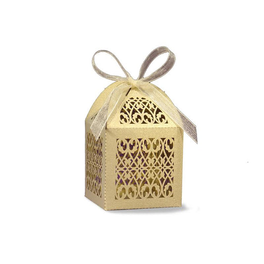 Filigree Favor Box, Available in Gold, Silver, or White