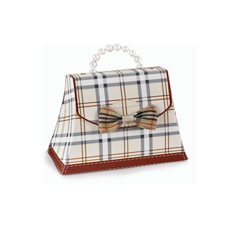 Plaid Mini Purses with Bow Ties - Beige (NEW!) Sold In Sets of 30