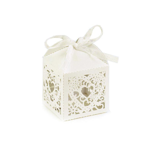 Ivory Shimmer Square Decorative Favor Boxes