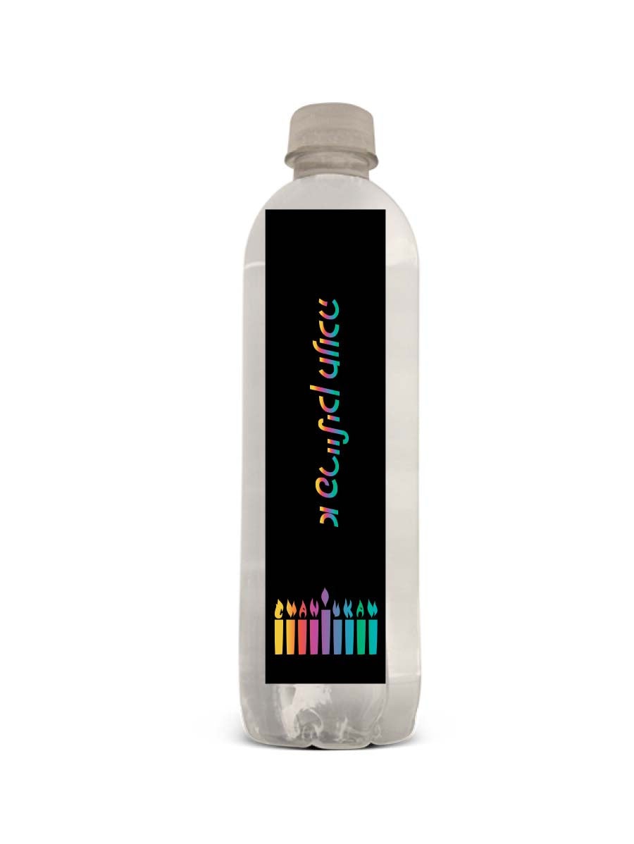Colorful Menorah Design Water Bottle